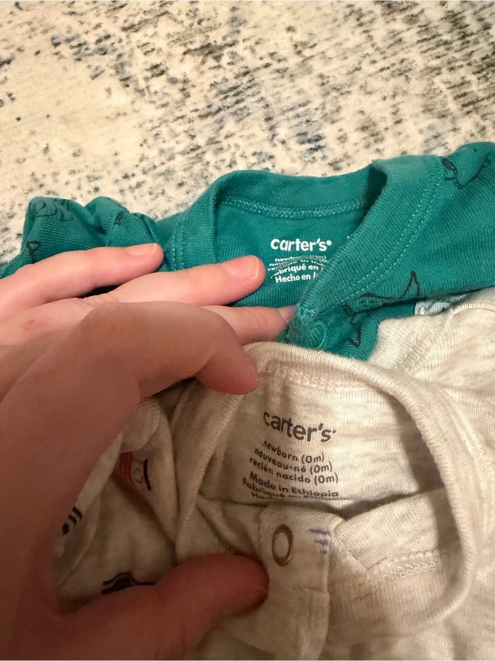Carter's Teal, Light Gray, and Navy Baby shortsuit Set